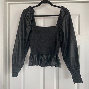 Black faux leather shirt